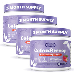ColonSweep strawberry psyllium powder tub for gentle gut cleansing and berry flavor.
