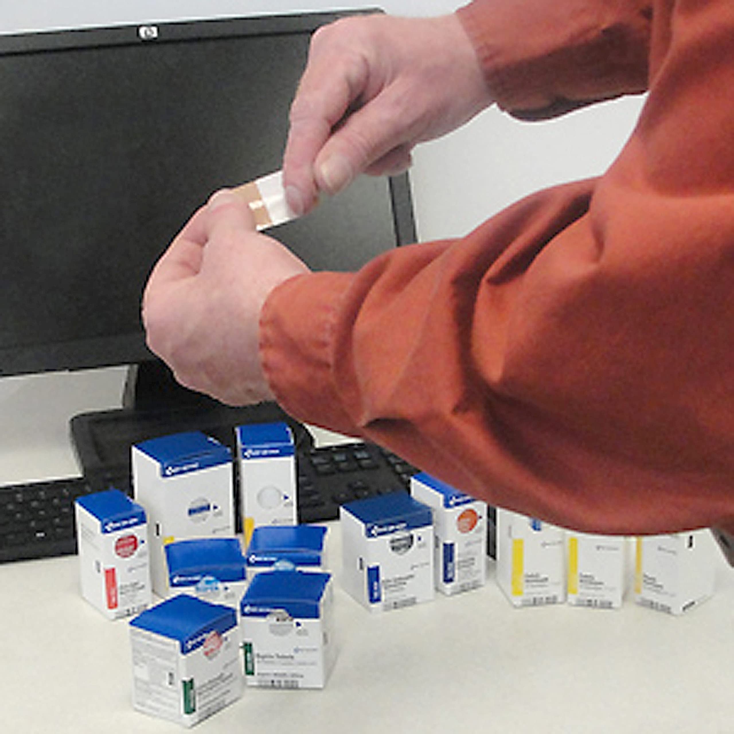 Color-coded ANSI packaging supports quick identification during minor injuries