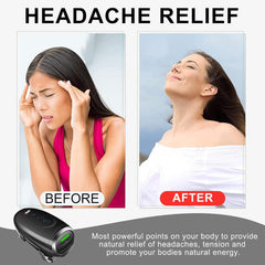 Colorski portable massager in travel setting demonstrates lightweight, cordless therapy on the go.