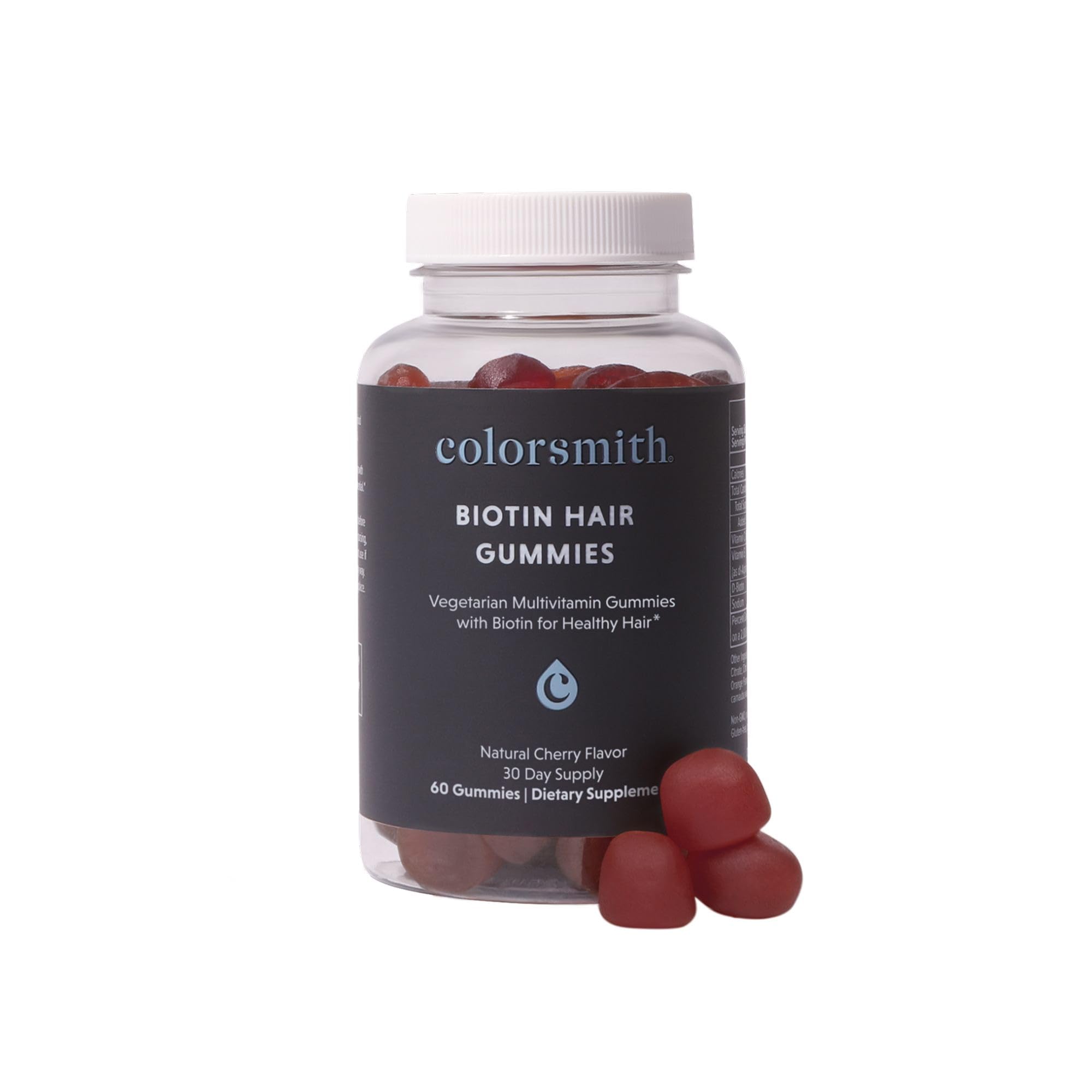 Colorsmith Biotin Hair Gummies cherry bottle with daily hair support.