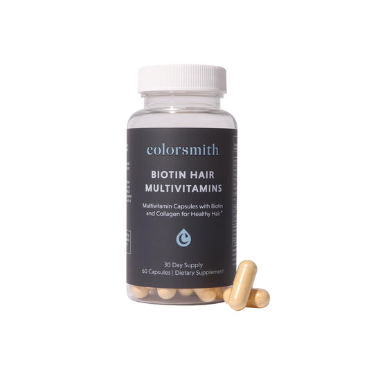Colorsmith Biotin Hair Multivitamins bottle for daily hair nourishment.