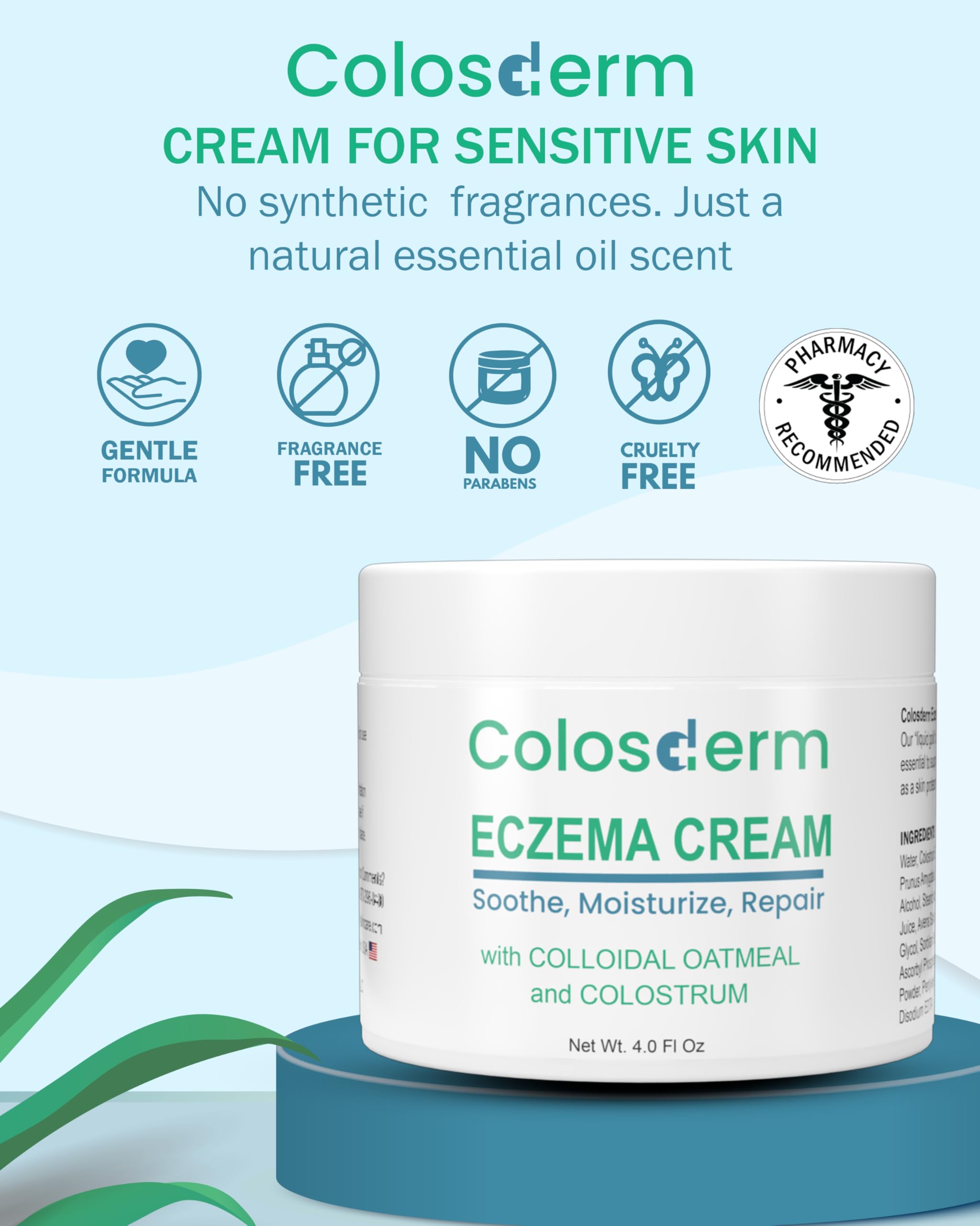 Colosderm eczema cream application on arm shows quick absorption and light feel.