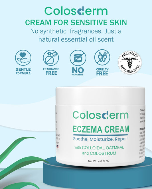 Colosderm eczema cream application on arm shows quick absorption and light feel.