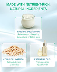 Colostrum ingredient highlight offers nourishing skin nutrients.