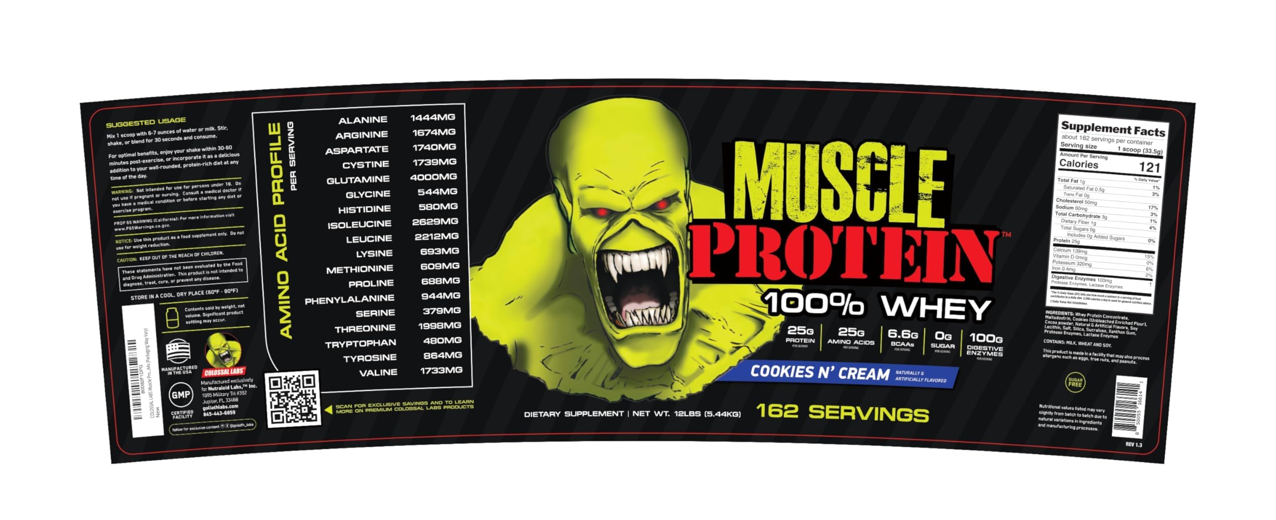 COLOSSAL LABS whey protein with 25g per serving supports muscle goals