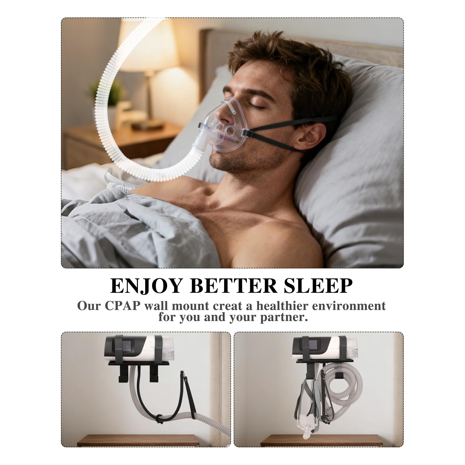 Comeacross CPAP Wall Mount Shelf aluminum design highlights light, durable structure