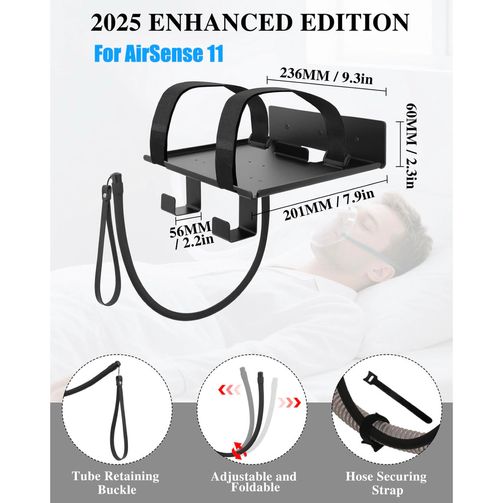 Comeacross CPAP Wall Mount Shelf anti-slip straps securing the AirSense 11