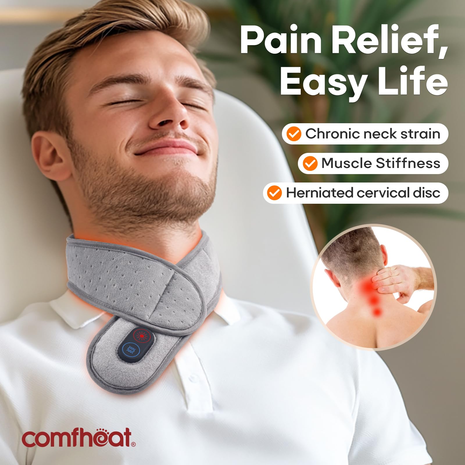 Compact, travel-friendly neck heating pad for on-the-go use