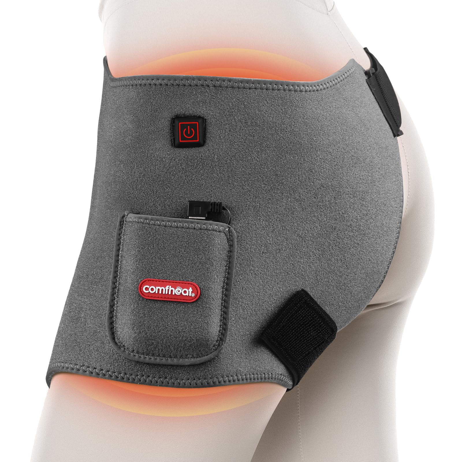 Comfheat cordless hip heating pad front view for on-the-go warmth and relief.