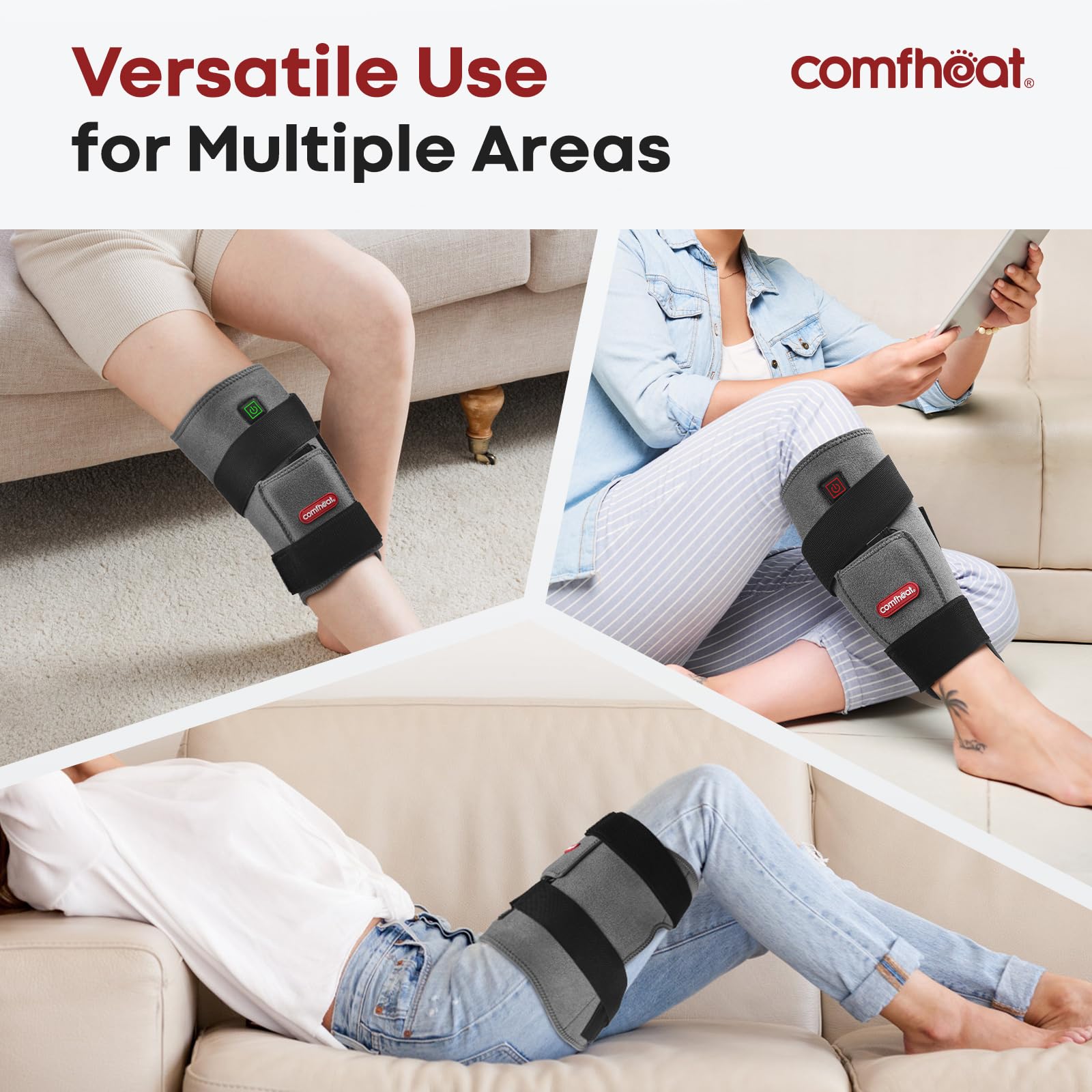 Comfheat hip pad extending up to 52 inches for comfortable coverage.