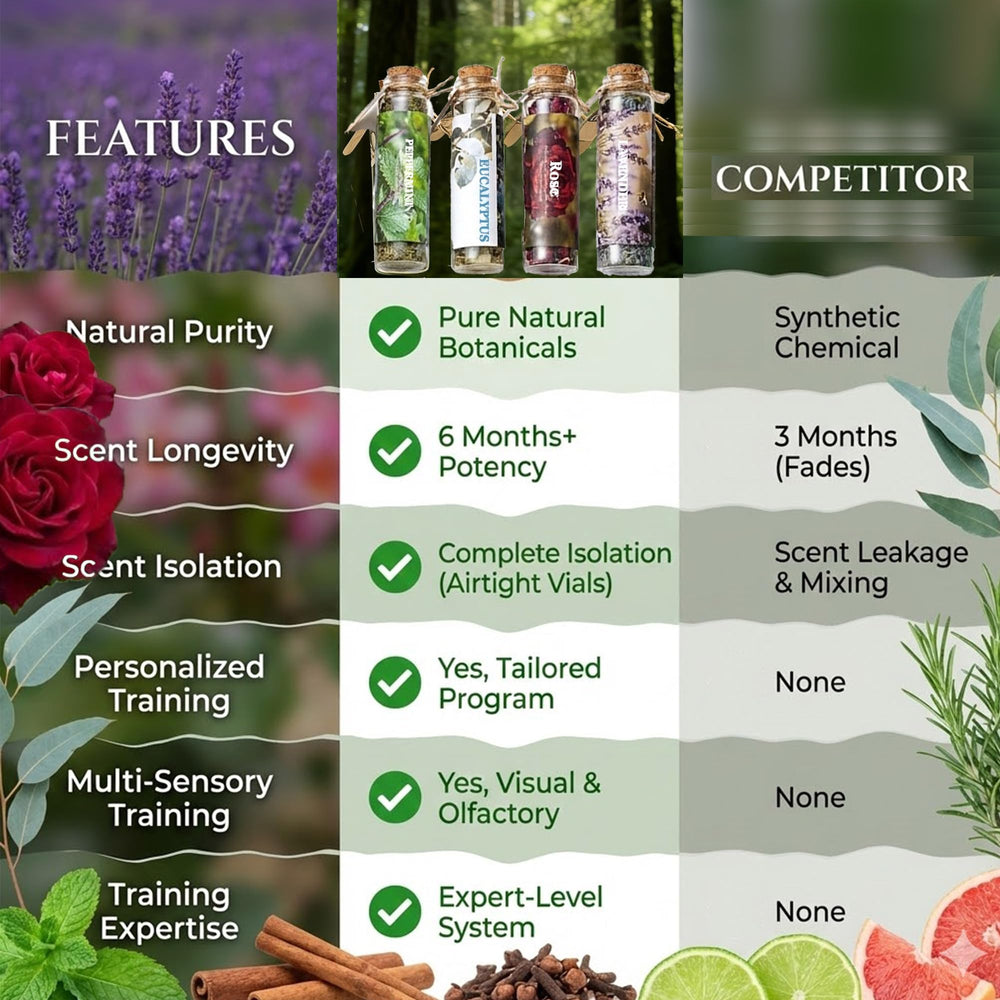 ComfiCare packaging showcases an organized aroma training setup.