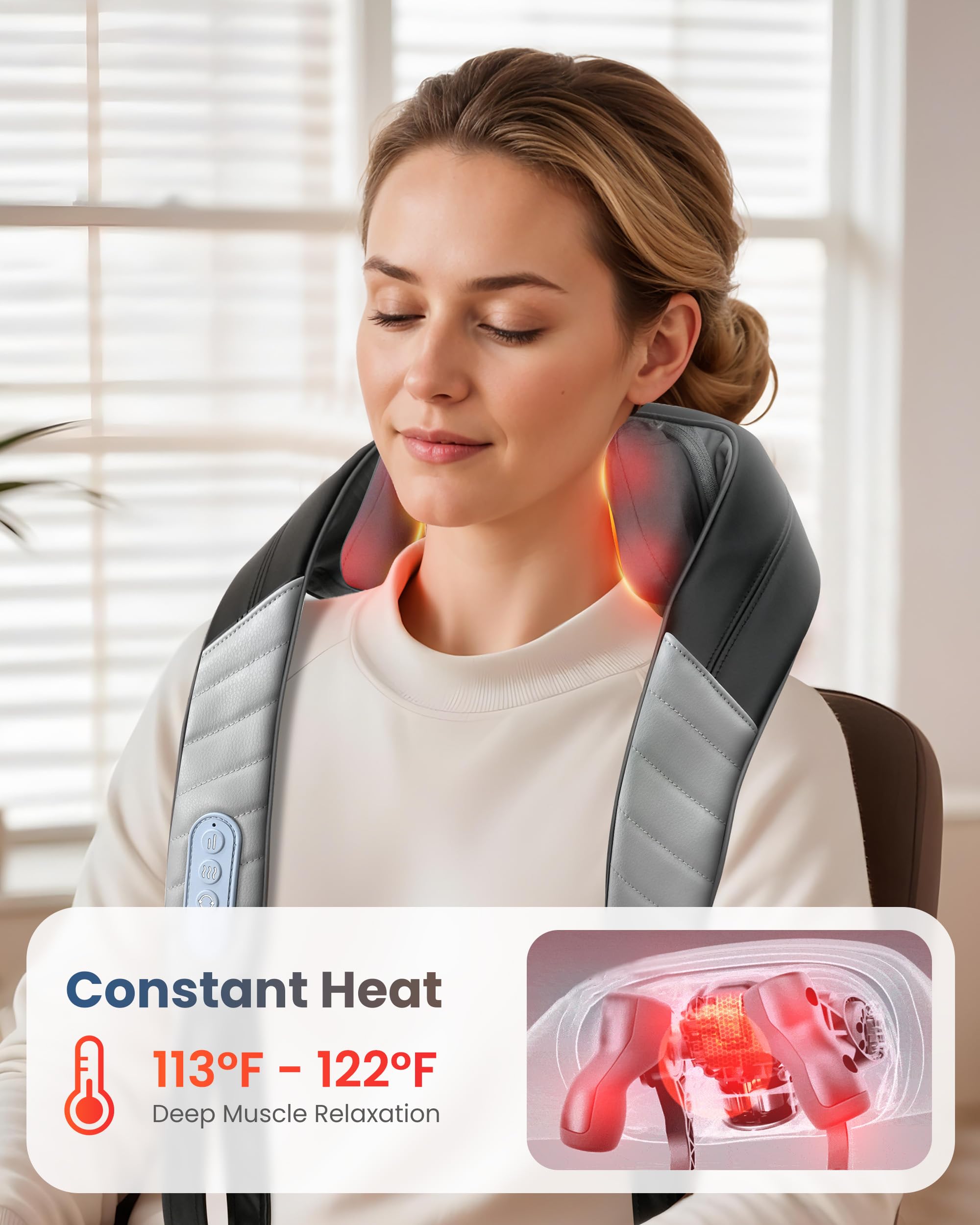 COMFIER 4D neck massager in hands-free design for uninterrupted activity.