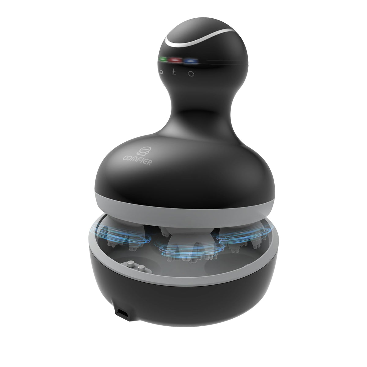 COMFIER electric scalp massager front view with four heads for relaxation and scalp stimulation.