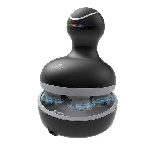 COMFIER electric scalp massager front view with four heads for relaxation and scalp stimulation.
