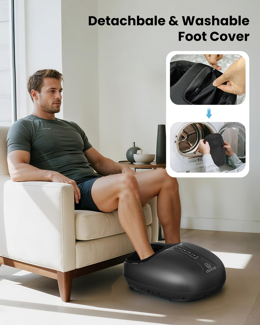COMFIER massager sized to US 15 fits larger feet.