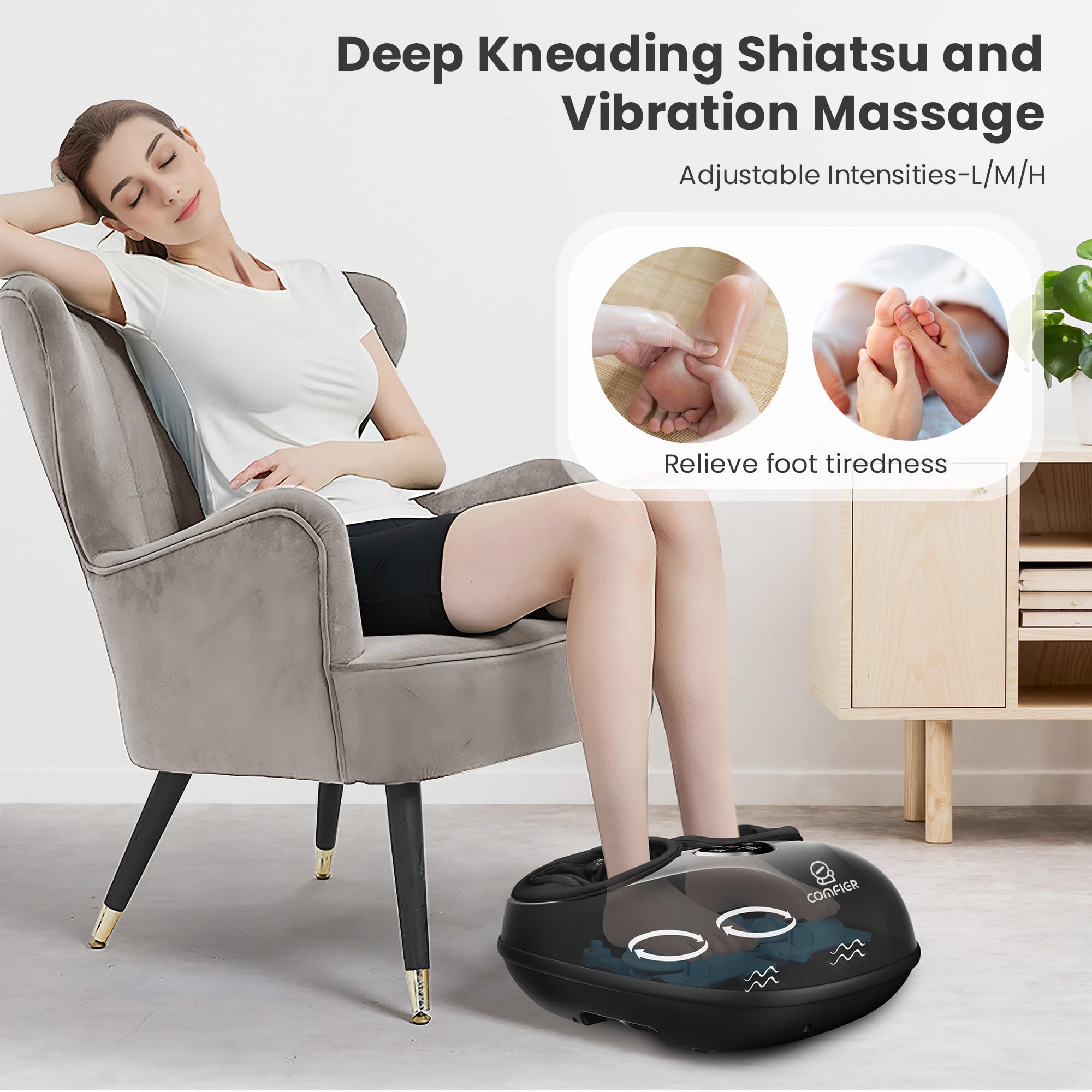 COMFIER foot massager with enlarged space fits up to US size 13.