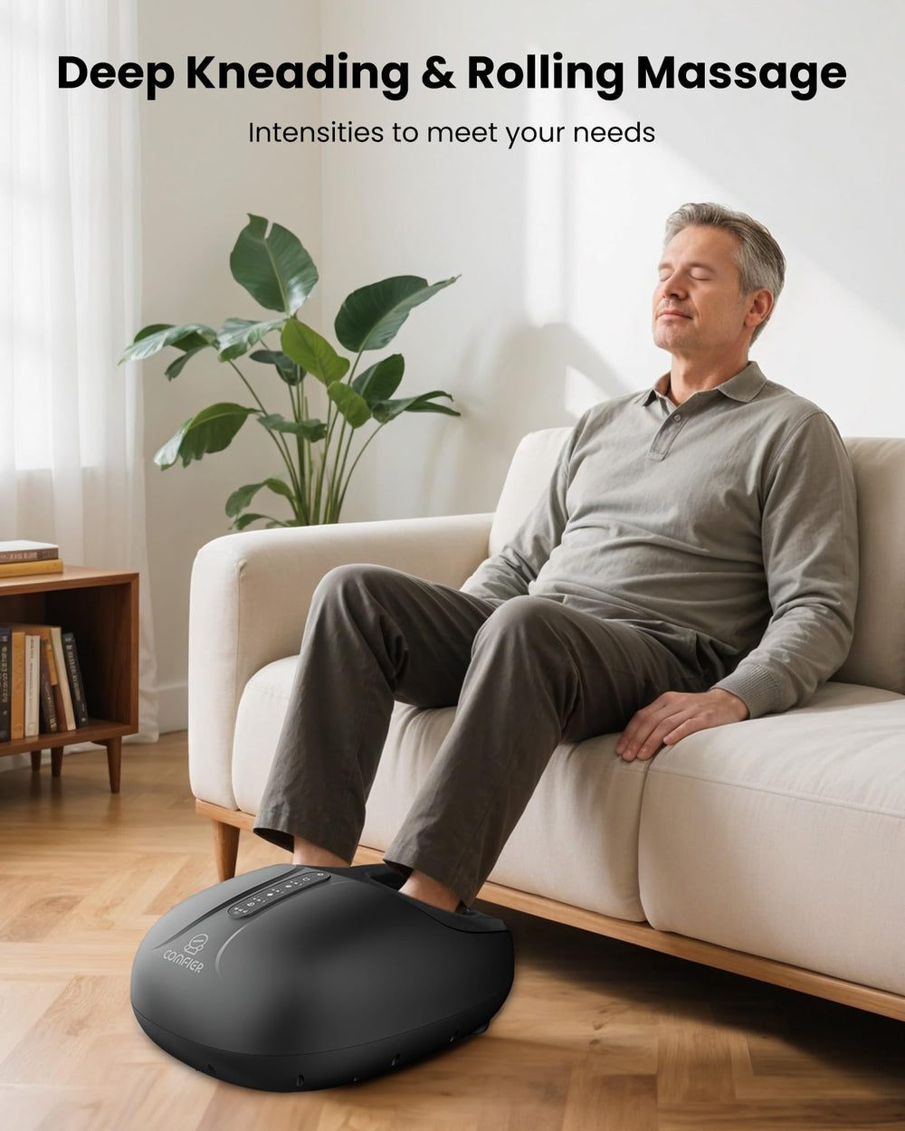 COMFIER foot massager remote control shown for effortless operation.