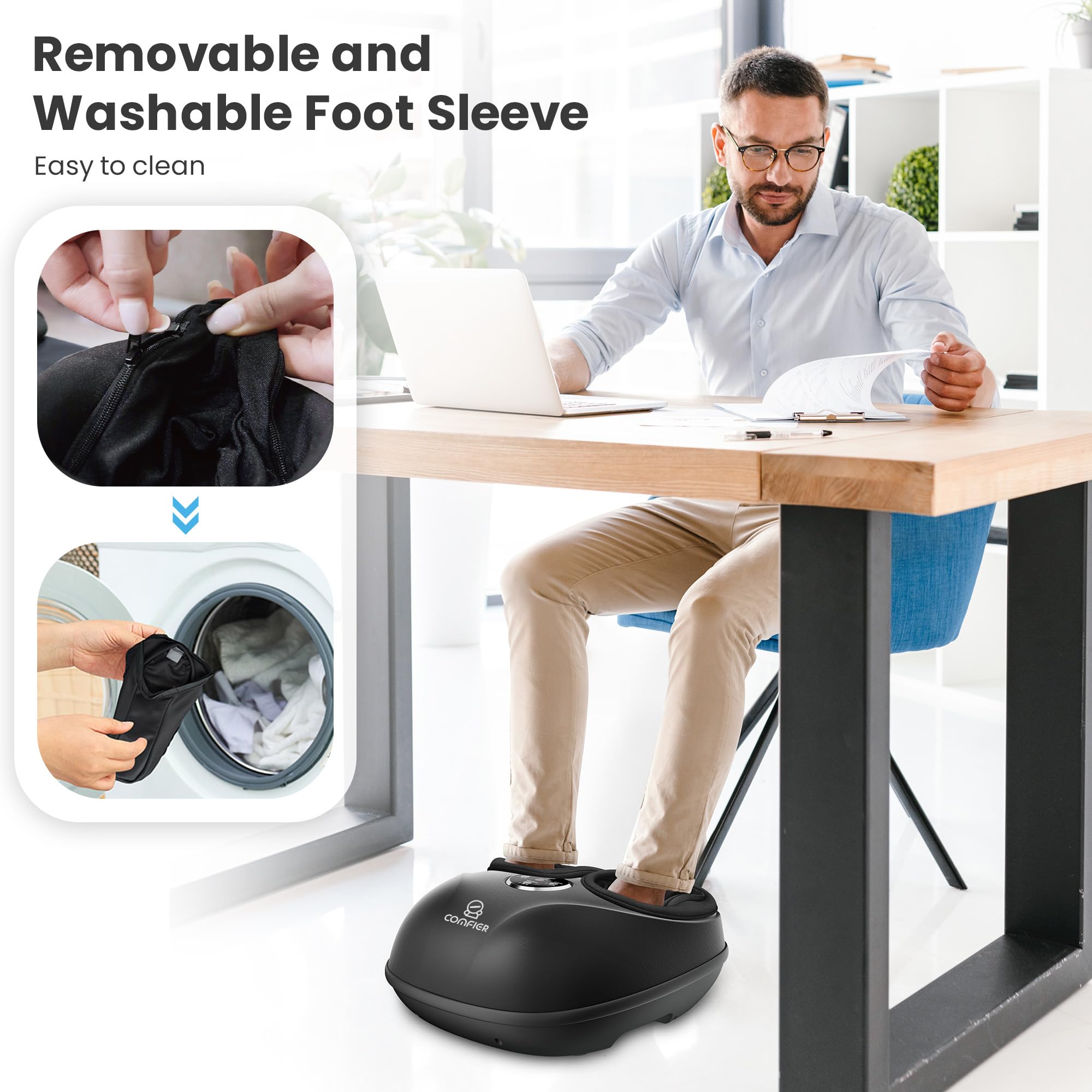 COMFIER plug-and-play design with secure adapter ensures stable power.