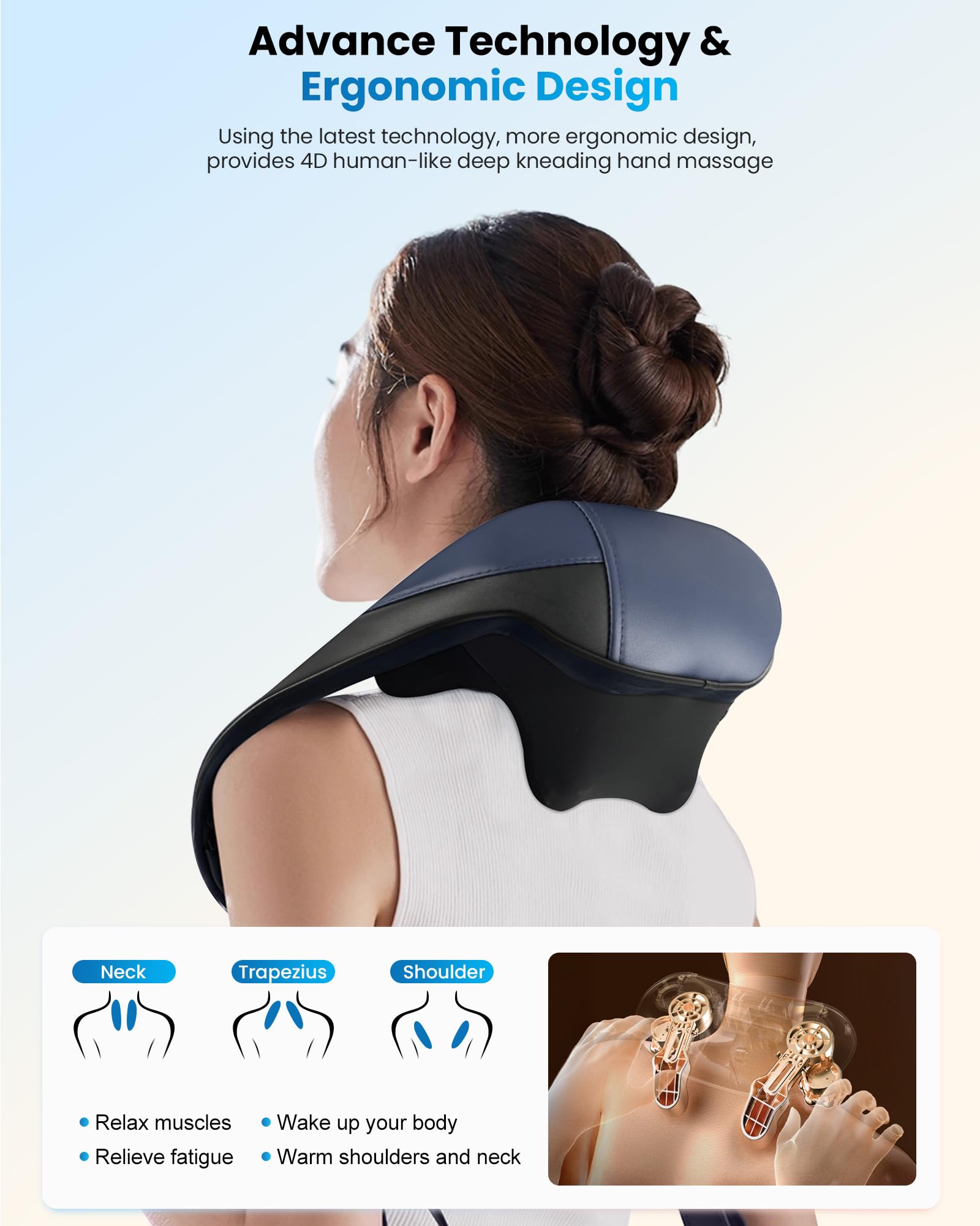COMFIER neck massager with graphene heating for faster, even warmth.