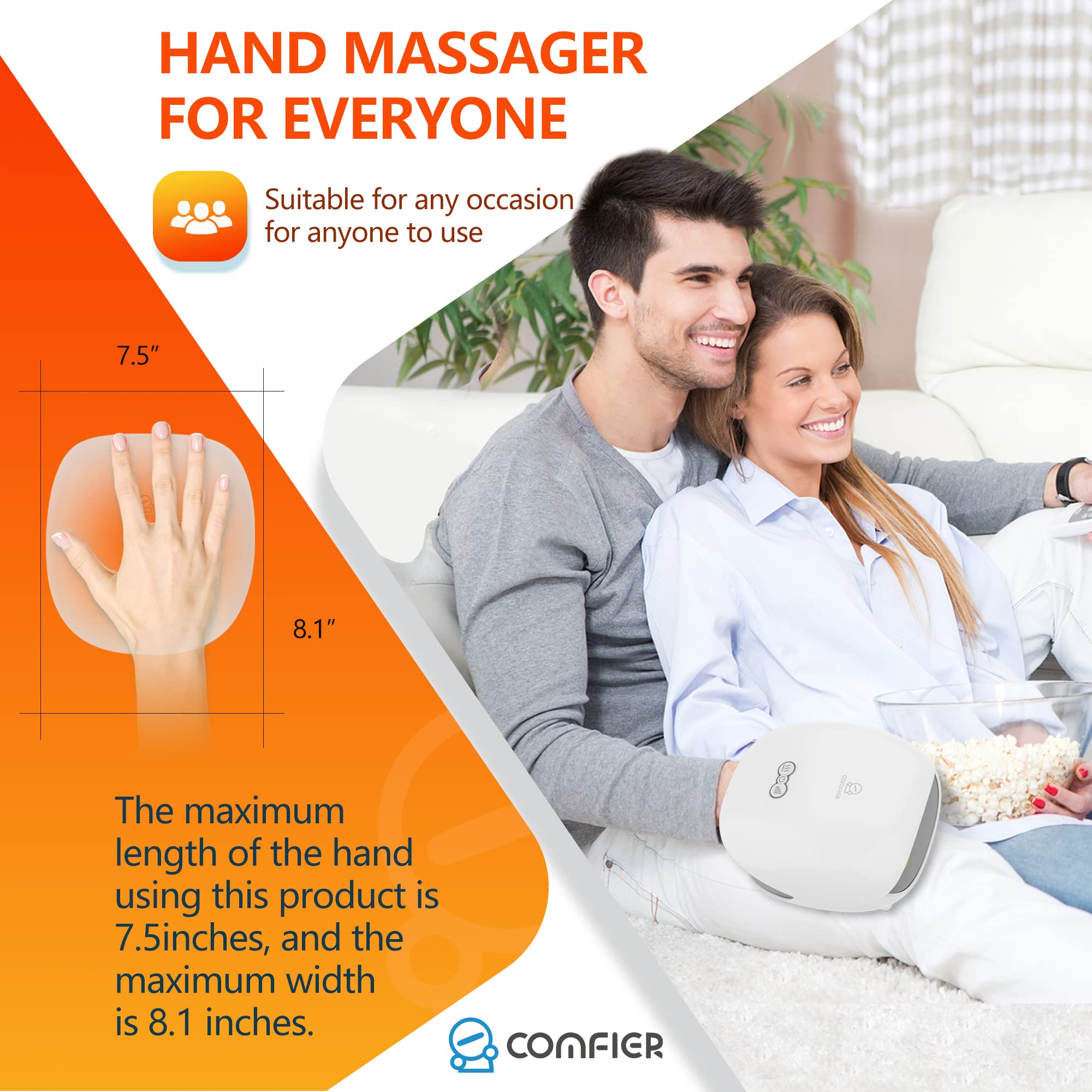 COMFIER massager focusing on fingers and knuckles for total relaxation.