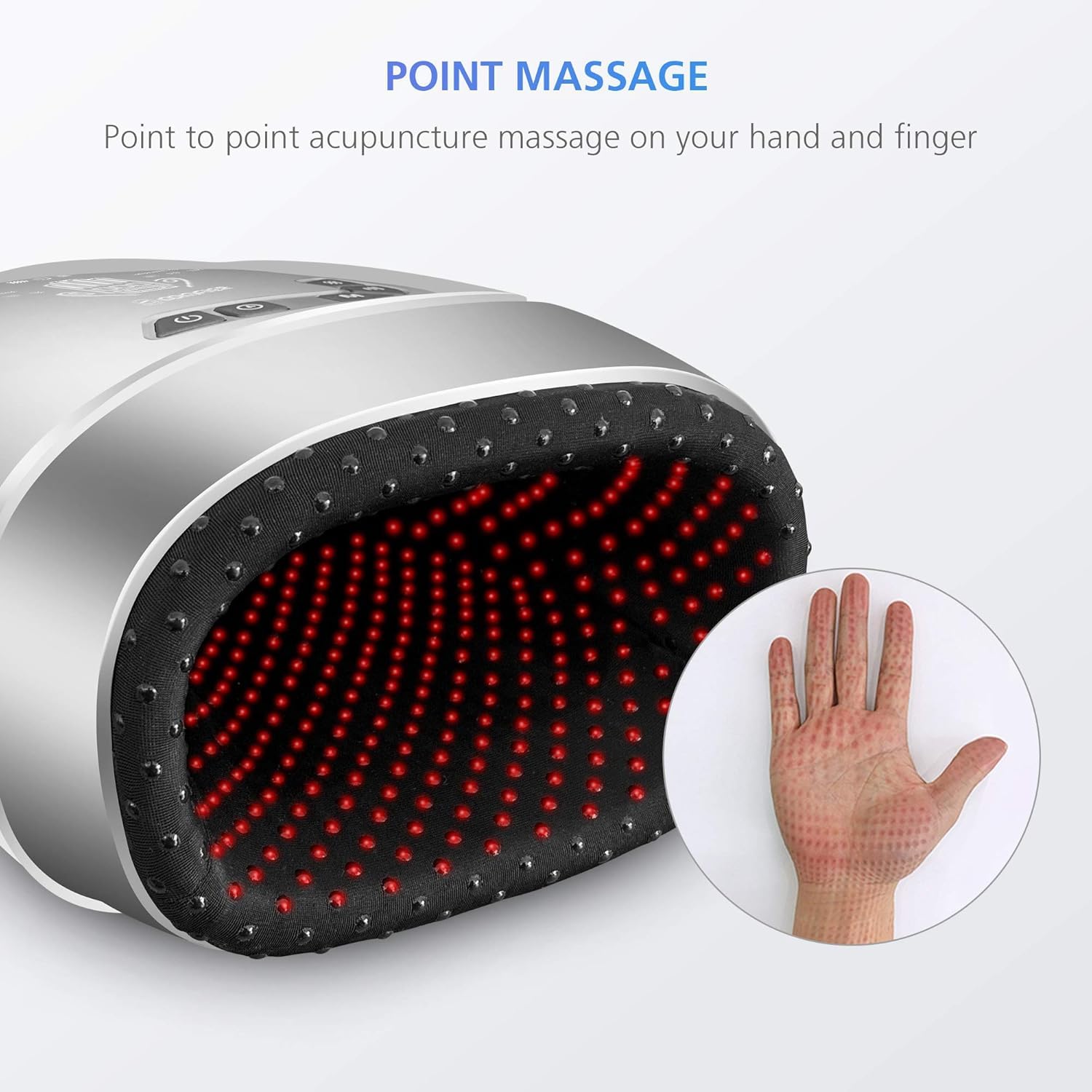 COMFIER Hand Massager with Heat control panel close-up for simple operation