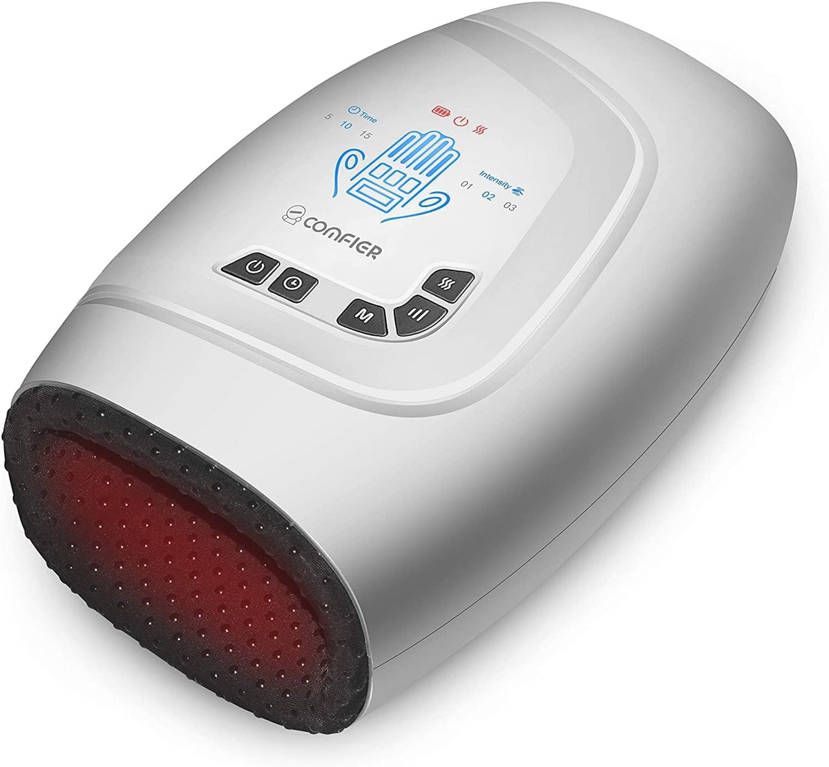 COMFIER Hand Massager with Heat front view shows wireless, compact design for easy home use