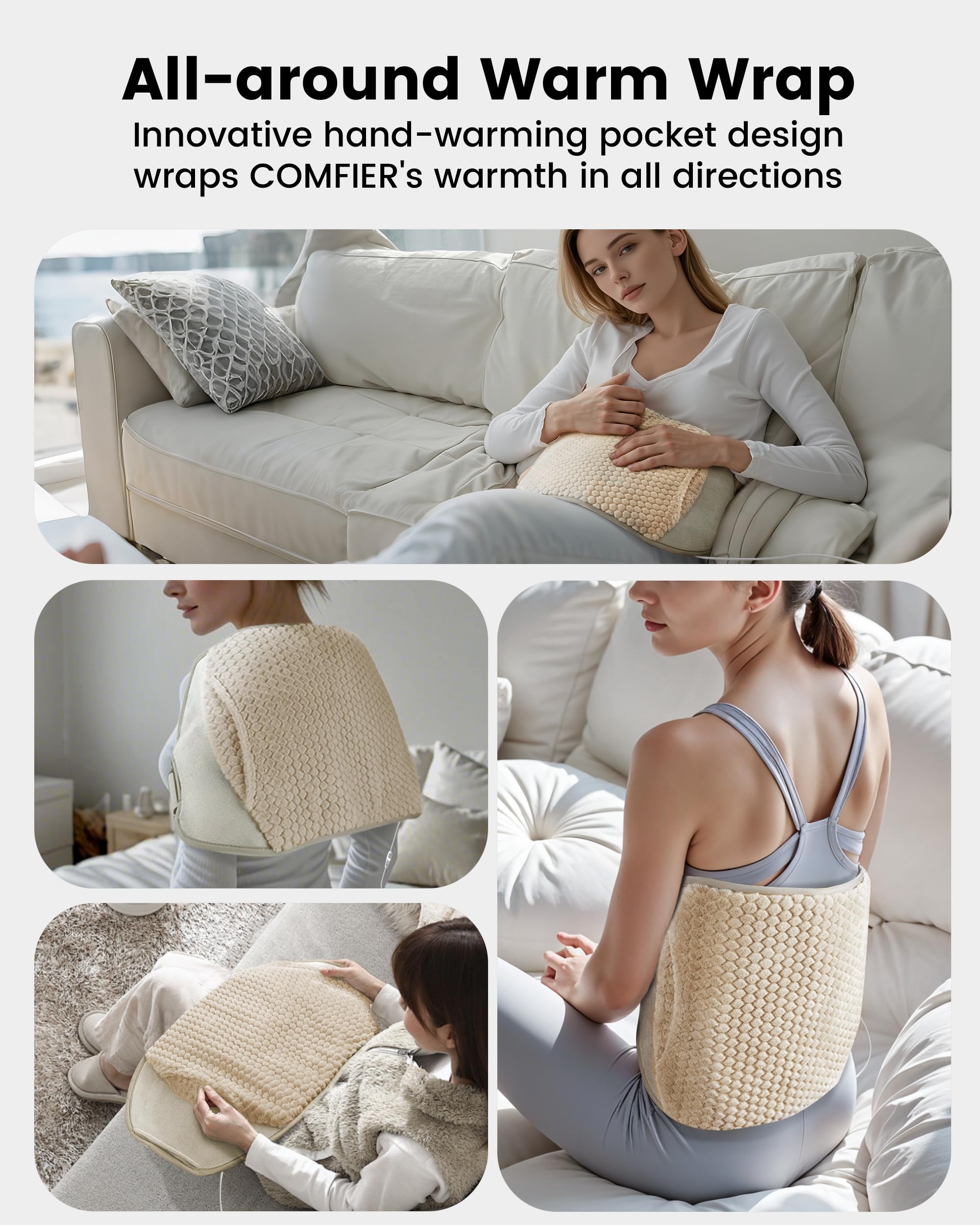 COMFIER back heating pad during cramps for targeted comfort