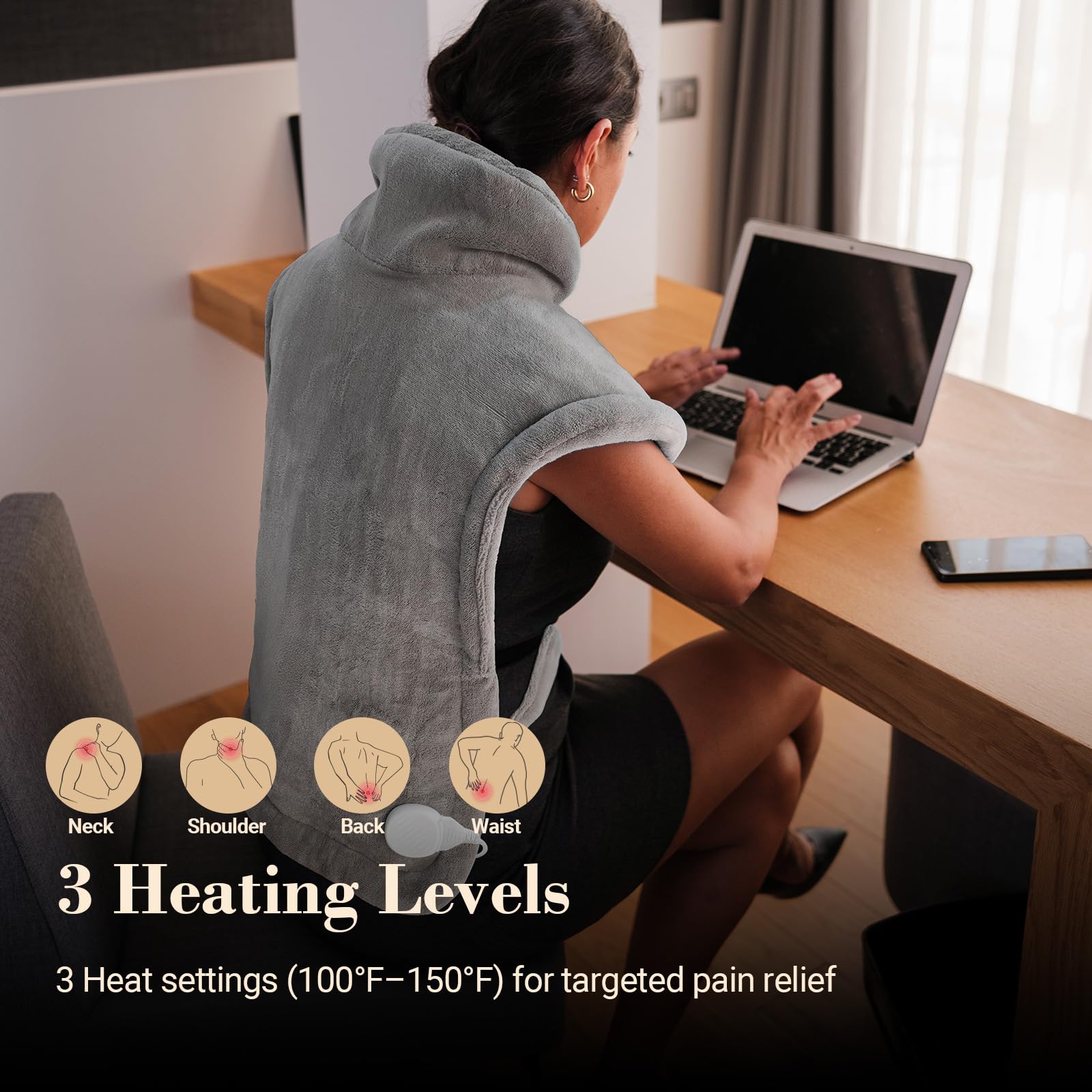 COMFIER heating pad with adjustable shoulder straps enables hands-free use