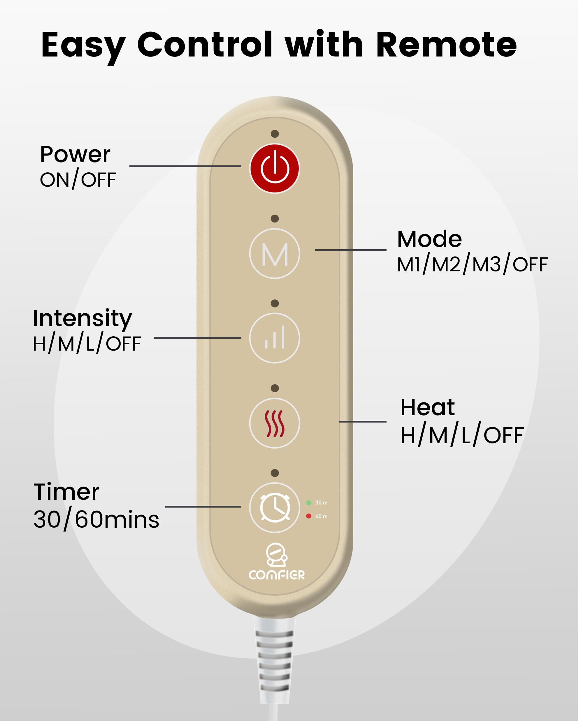 COMFIER vibration massage mode selector for customizable relief