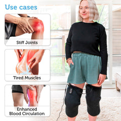 COMFIER knee massager in use on knee with warm sensation.