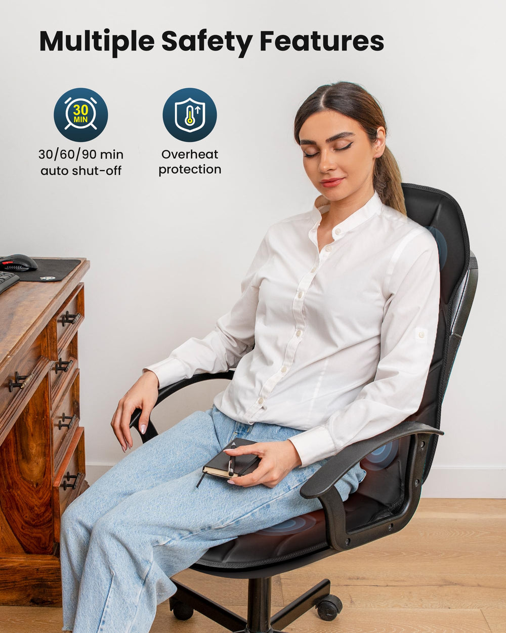 COMFIER massage seat cushion heat function providing cozy warmth during breaks