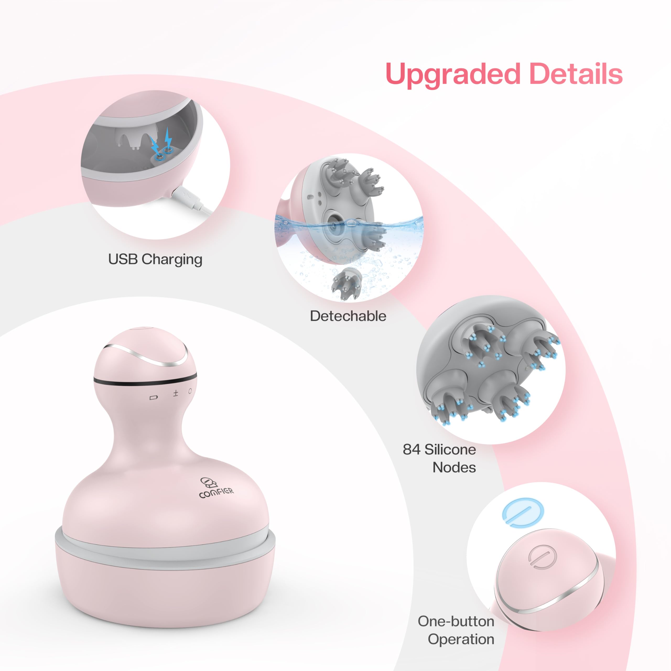 COMFIER scalp massager has an ergonomic handle for easy grip.