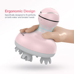 COMFIER scalp massager uses a rechargeable base for cordless use.