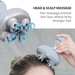 COMFIER scalp massager showing rotating nodes for customizable relaxation