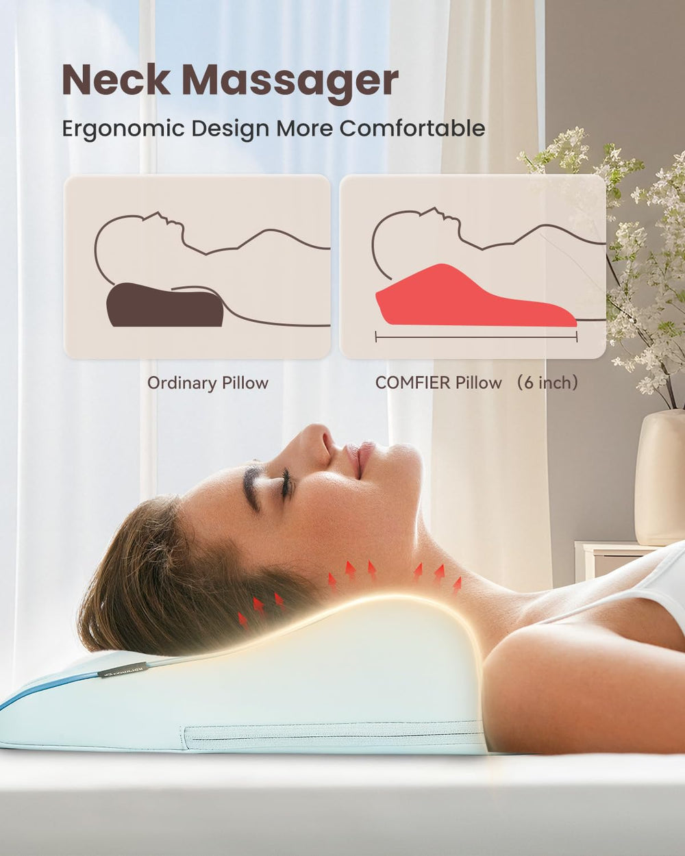 COMFIER Shiatsu back massager blue massage nodes in action on the back.