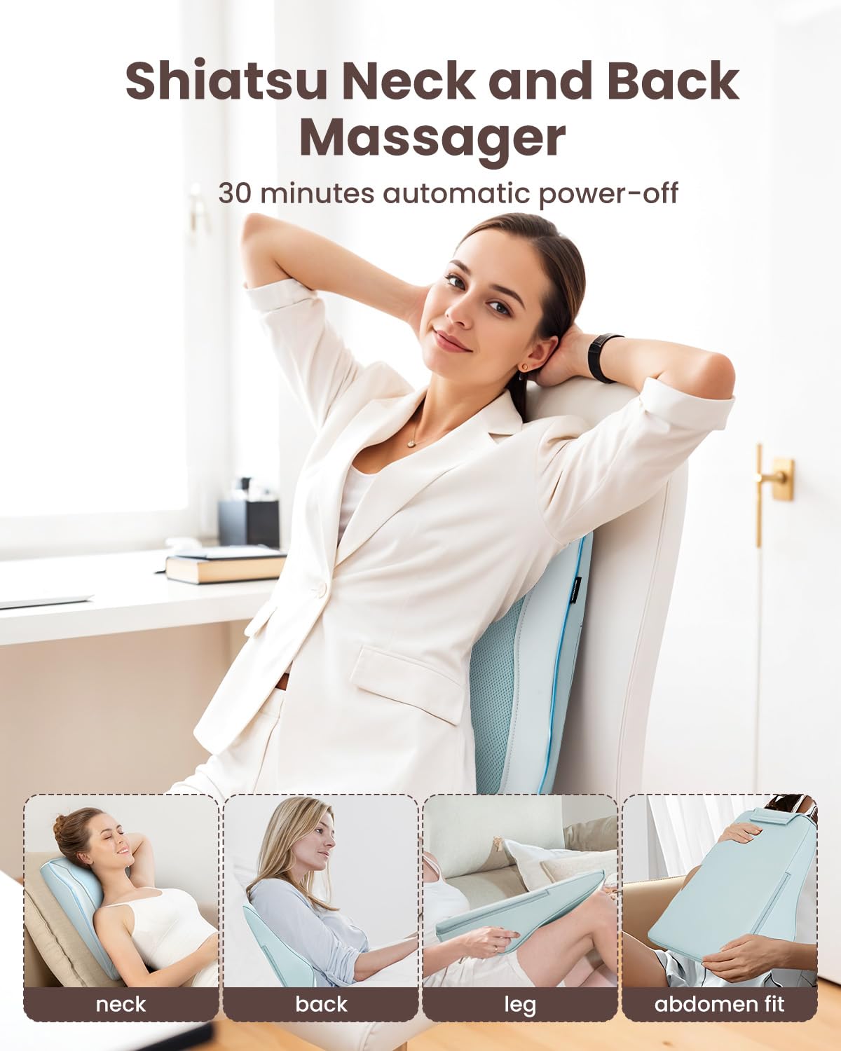 COMFIER Shiatsu back massager blue three massage modes for versatile relief.