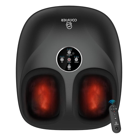 COMFIER shiatsu foot massager with roller heads delivers deep kneading for sore feet.