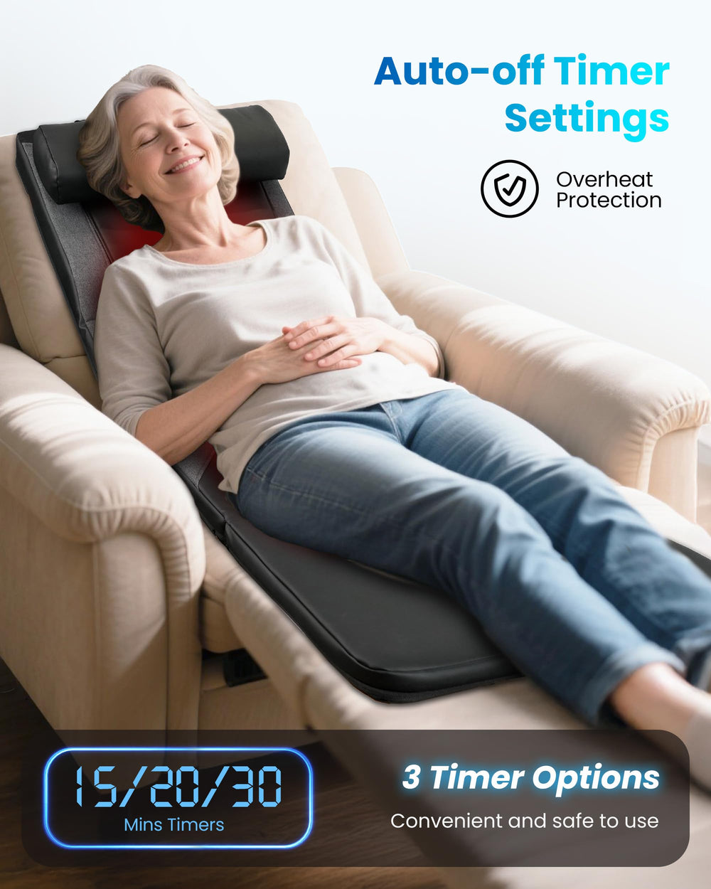 COMFIER three-position pillow and adjustable kneading intensities