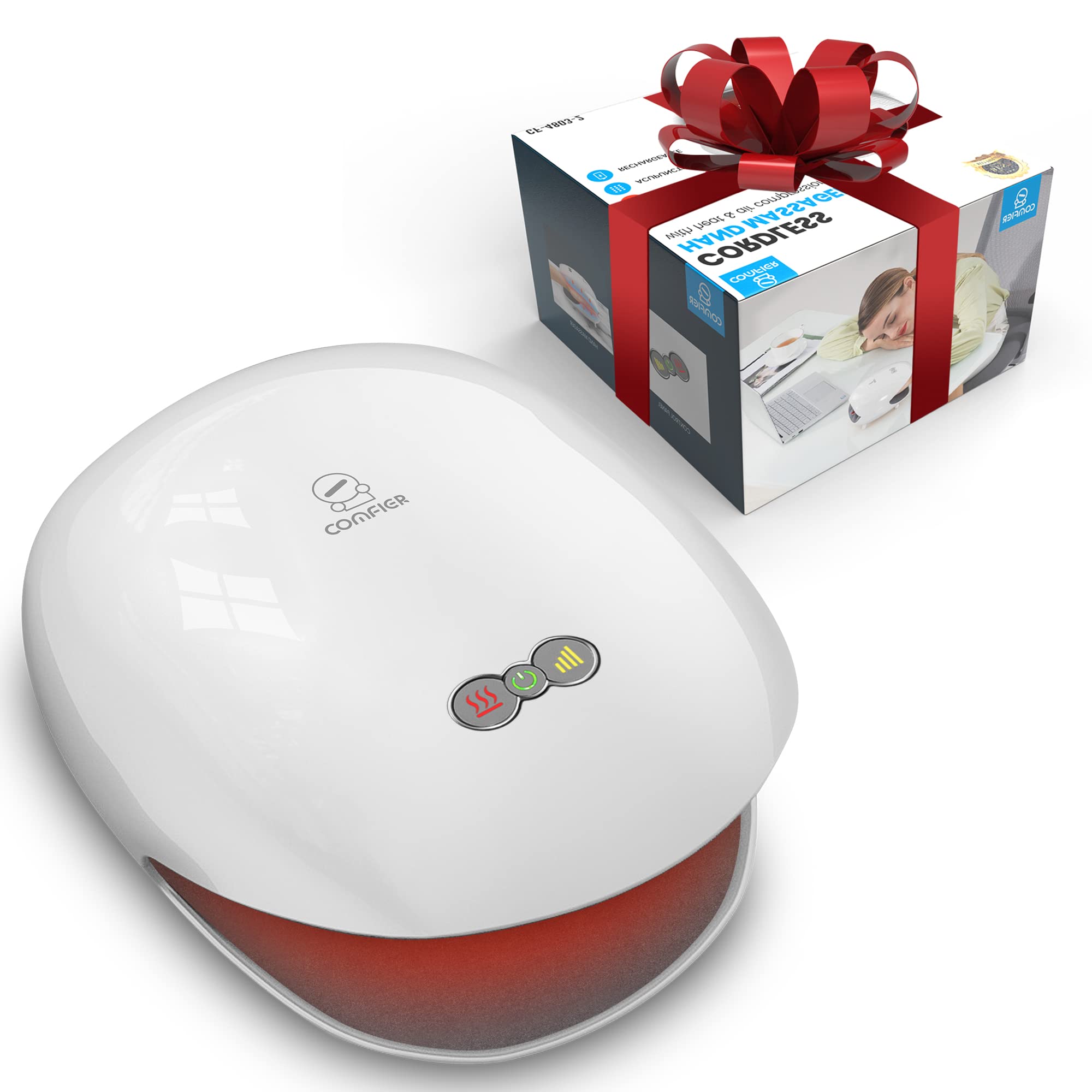 COMFIER wireless hand massager with heat on for soothing comfort.