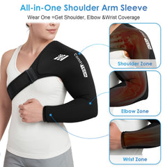 ComfiTECH shoulder-arm wrap features a flexible gel for steady contact across the shoulder and arm