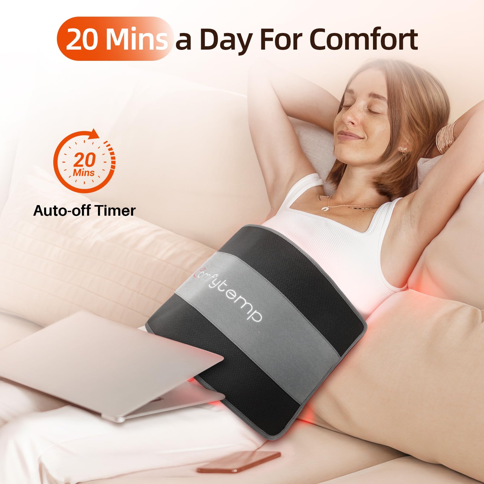 Comfytemp red light therapy pad at-home-use setup