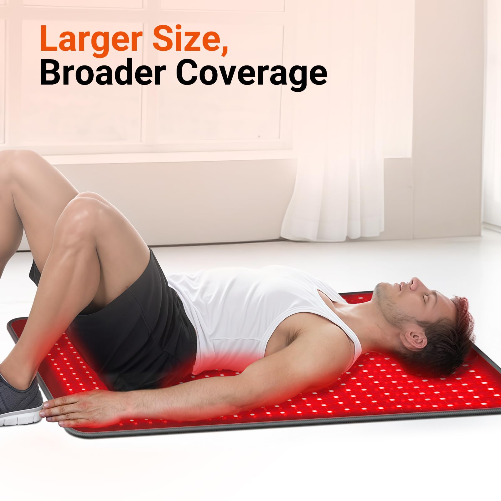 Comfytemp red light therapy mat delivers up to 96W of power for quicker warmth at home.