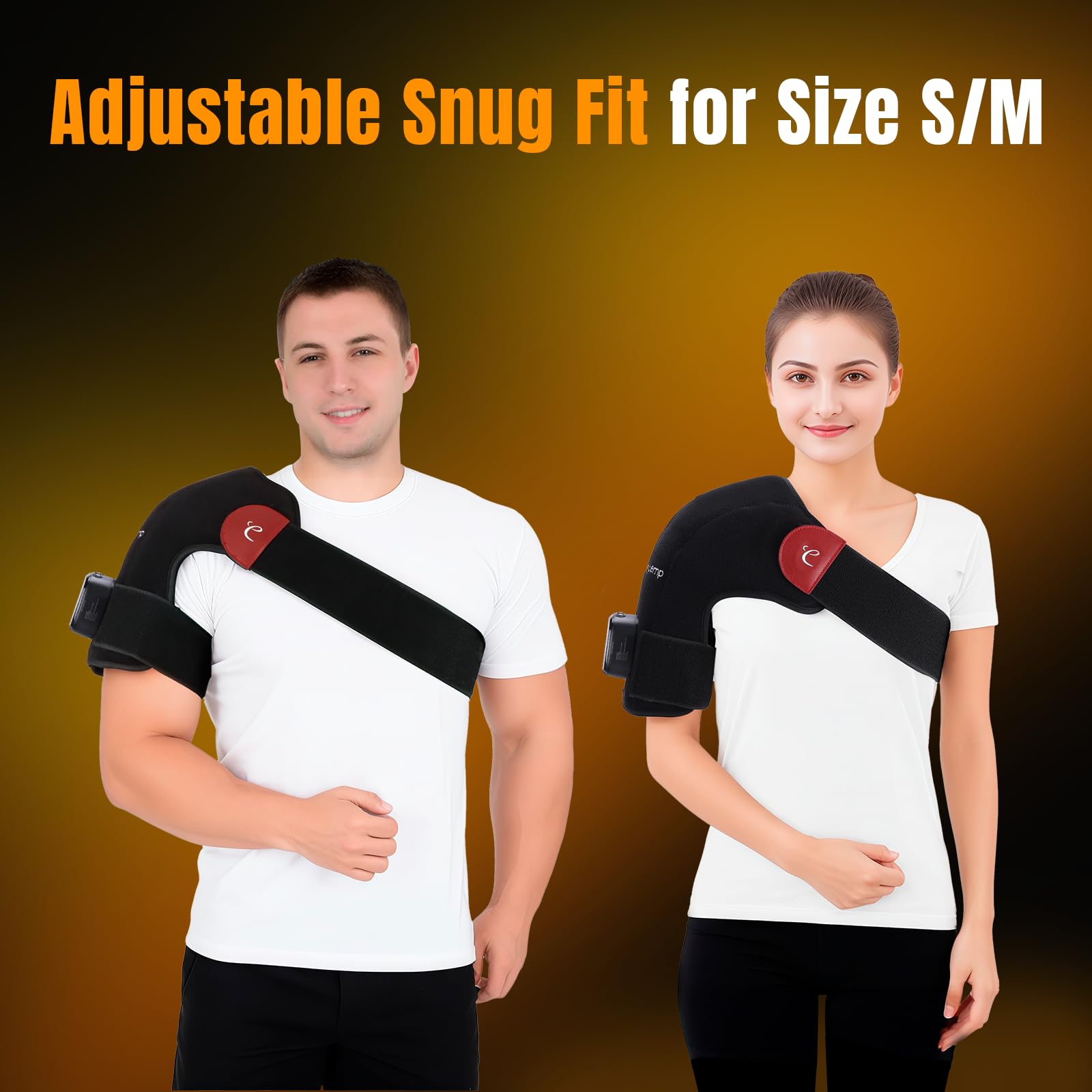 Close-up shows adjustable straps securing a secure fit on the arm.