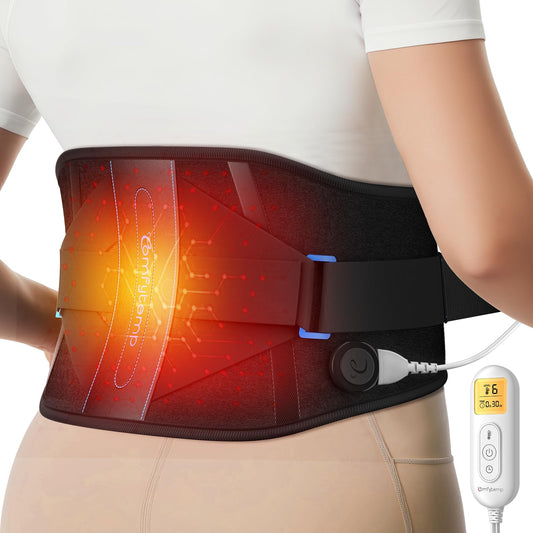 Comfytemp back heating pad with lumbar wrap delivers targeted warmth and support.