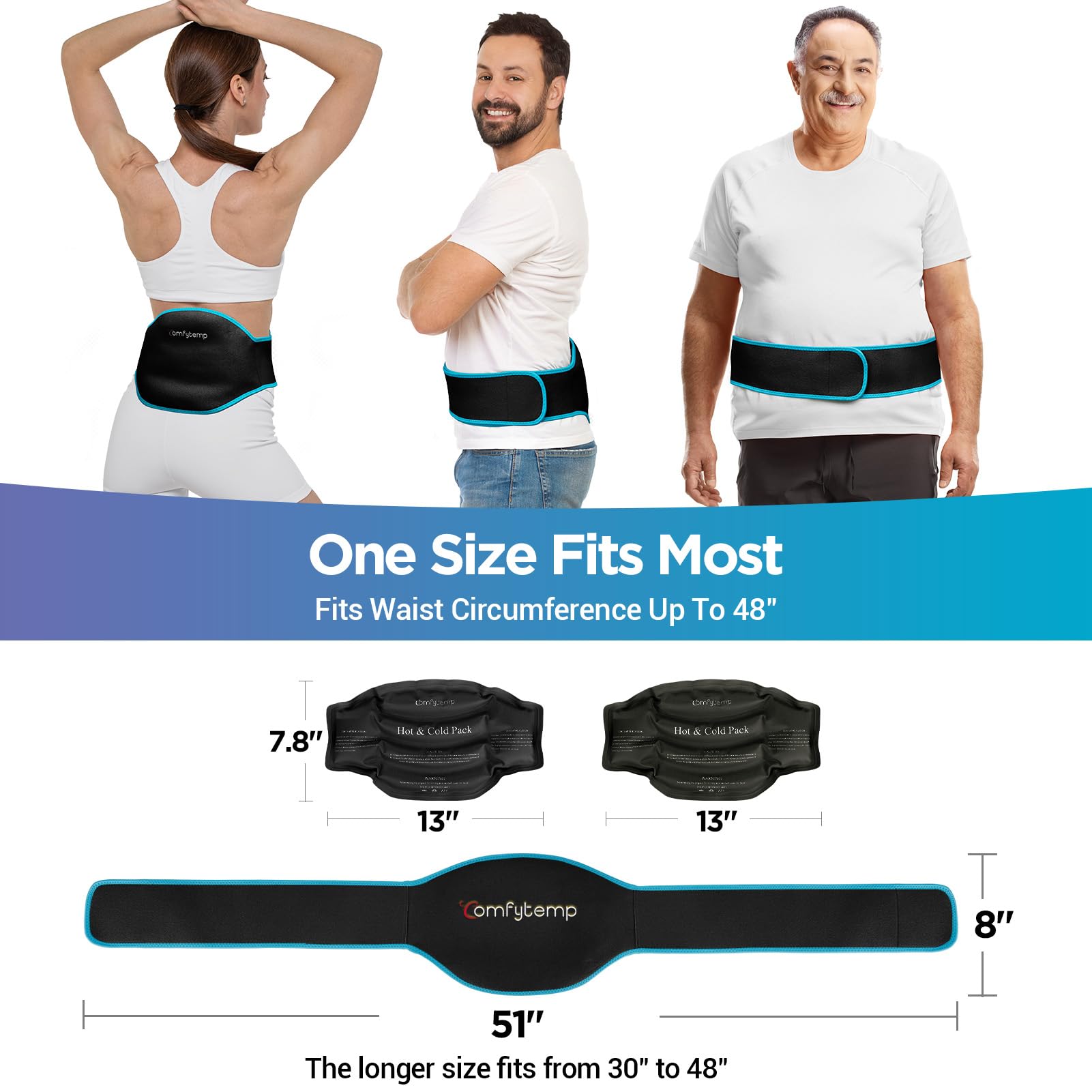 Comfytemp heat therapy ready in minutes to ease tense lumbar muscles.