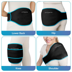 Comfytemp latex-free fabric minimizes skin irritation during extended relief.