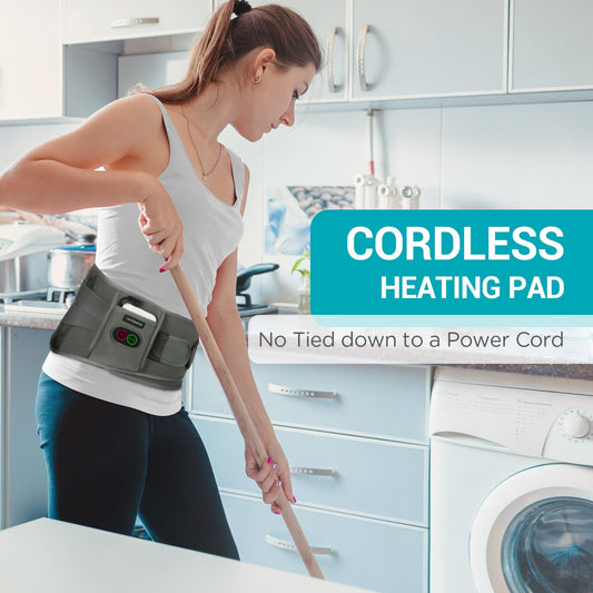Comfytemp back massager heat level indicators show three adjustable settings for comfort.