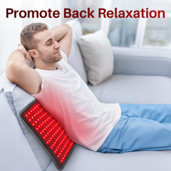 Comfytemp pad placed on back and shoulders targets upper-body areas for relief.