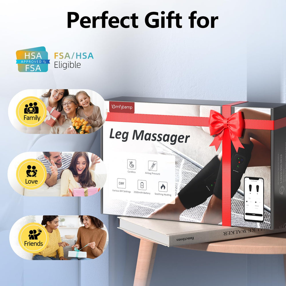comfytemp cordless calf massager app option unlocks advanced settings and timers