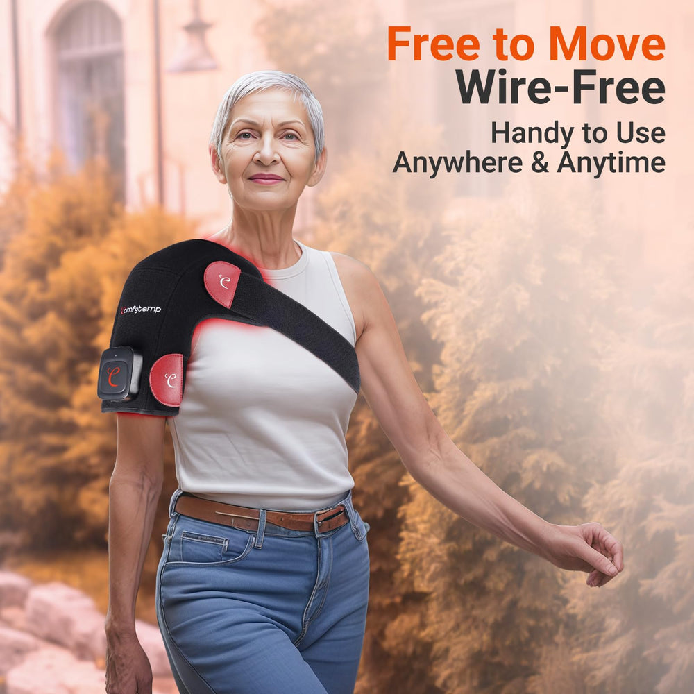 Comfytemp cordless red light shoulder wrap with battery pack for on-the-go use
